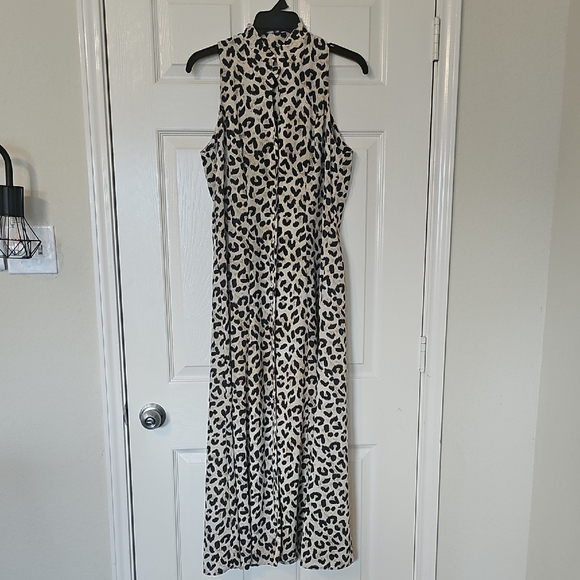 Casual Corner Vintage Leopard Print Sleeveless Button up Maxi Dress Size 10 - Picture 13 of 16